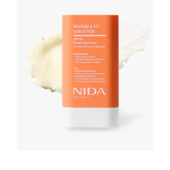 NIDA Invisible Fit saules aizsargkrēms ar rullīti, kas saplūst ar ādu, 19g